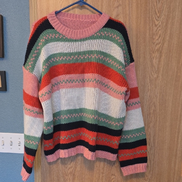 Sweaters - Colorful Striped Women's Sweater